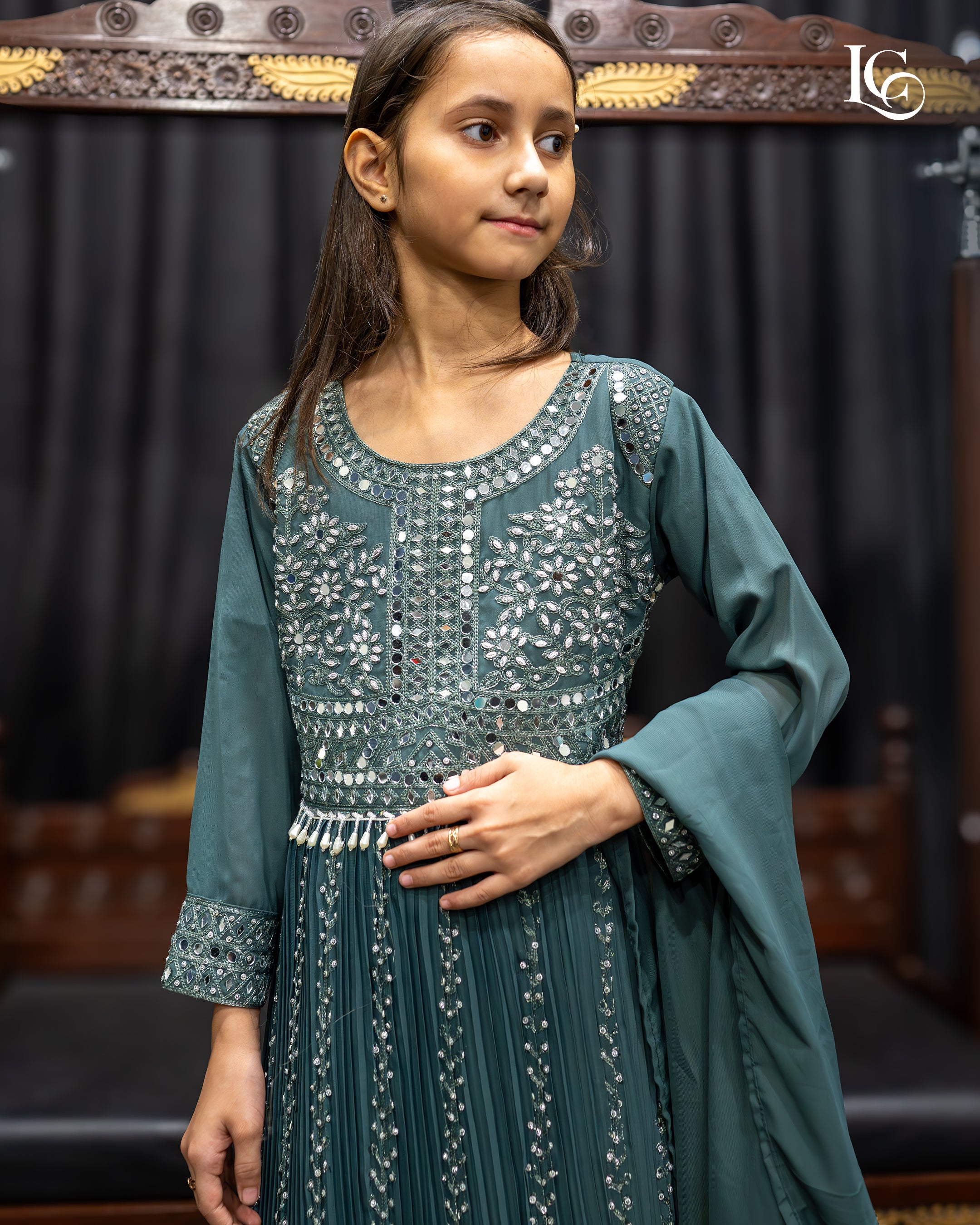 Maxi with hand made mirror work