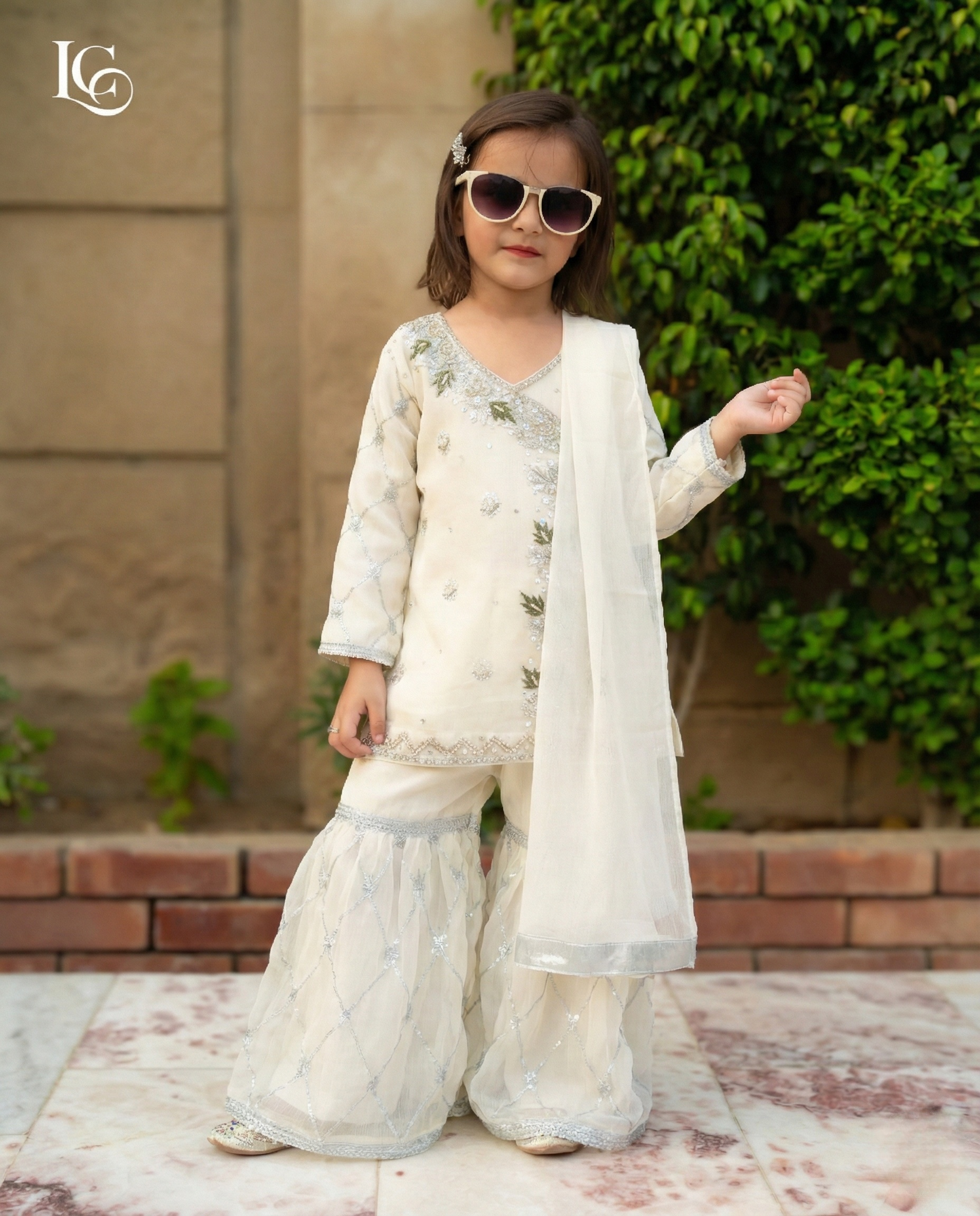 Angrakha hand work with embroidery garara