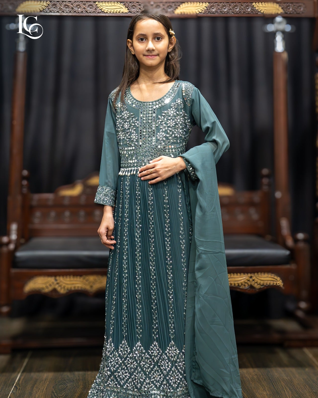 Maxi with hand made mirror work